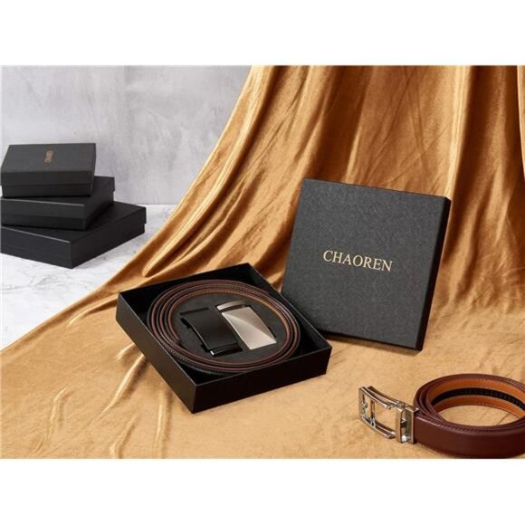 Leather Ratchet Belt Men 2 Pack - Customizable Fit, Effortless Style (35mm) - Picture 3 of 7